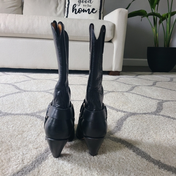 Charlie Horse Black Leather Cowboy Boots 6B - Picture 4 of 7